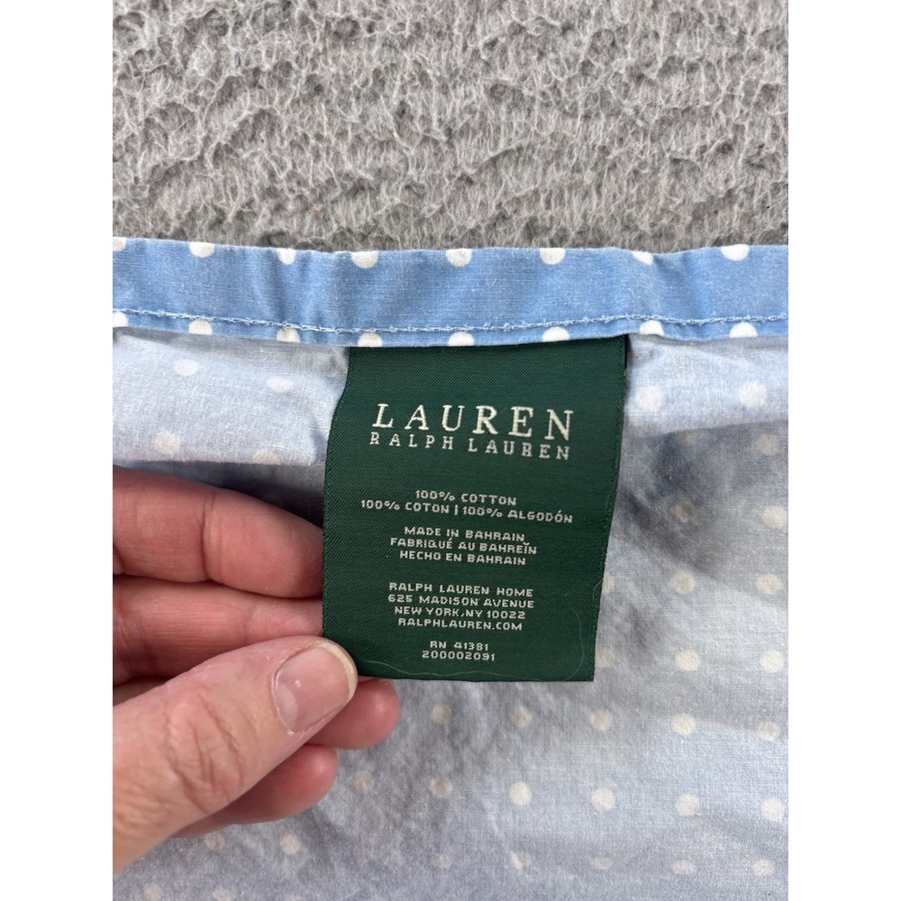 Lauren Ralph Lauren Flat Sheet Queen Polka Dots Blue & White - Picture 3 of 5